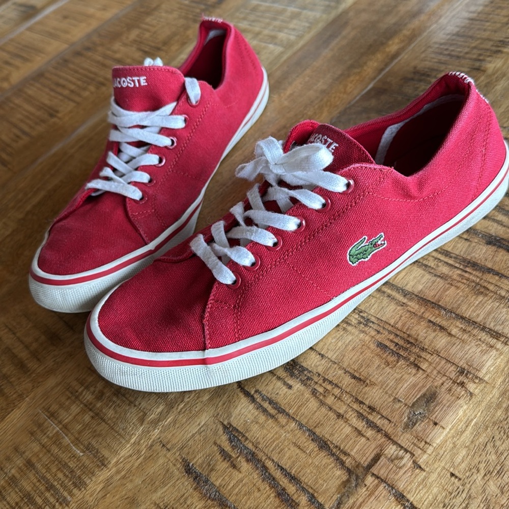 Lacoste Red Canvas lace up sneaker